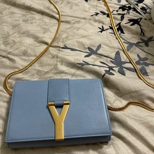 Saint Laurent Blue and Gold Bag